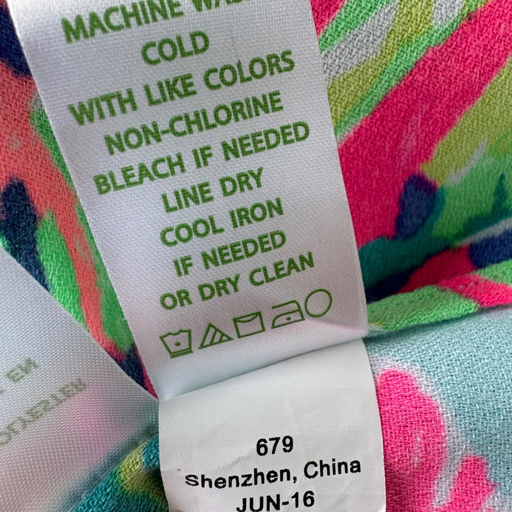 Lilly Pulitzer Anamaria Shift Dress M Multicolor Tropical Palm Leaf V-Back Bold - Picture 8 of 9